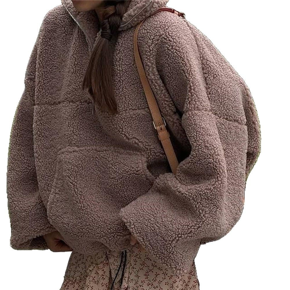 Women fleece pullover with half-zip and elastic cuffs Chic und Stil