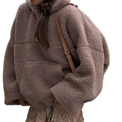 Women fleece pullover with half-zip and elastic cuffs Chic und Stil