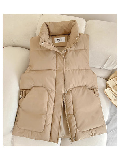 Dame Gilet en satin avec col haut et poches pratiques Chic und Stil