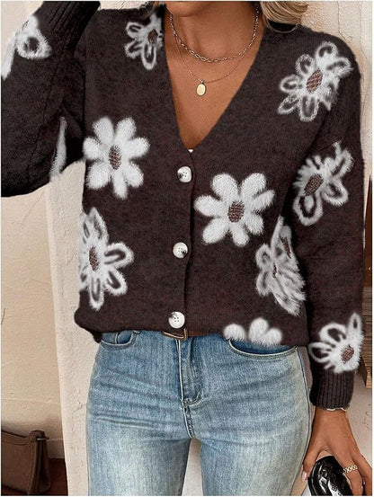 Dames cardigan douillet avec motif floral Chic und Stil
