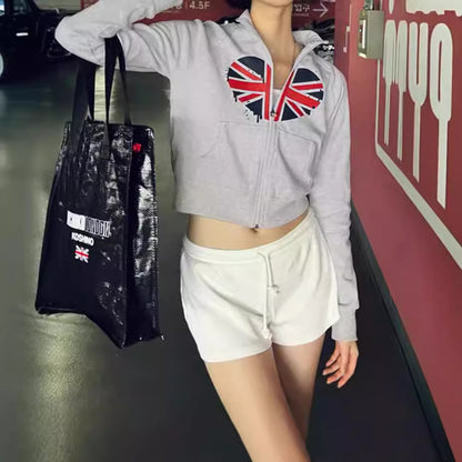 Veste à capuche pour femmes avec design créatif et impression tendance Union Jack Chic und Stil