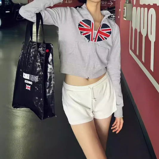 Veste à capuche pour femmes avec design créatif et impression tendance Union Jack Chic und Stil