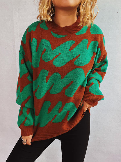 Pull décontracté pour femmes avec un design moderne de blocs de couleurs et des manches volumineuses Chic und Stil