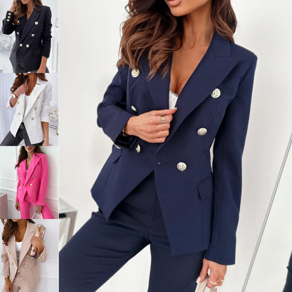 Dames Blazer élégant avec double rangée de boutons et détails dorés Chic und Stil