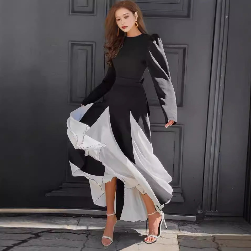 Robes longues élégantes pour femmes à manches bouffantes et à ourlet fluide Chic und Stil