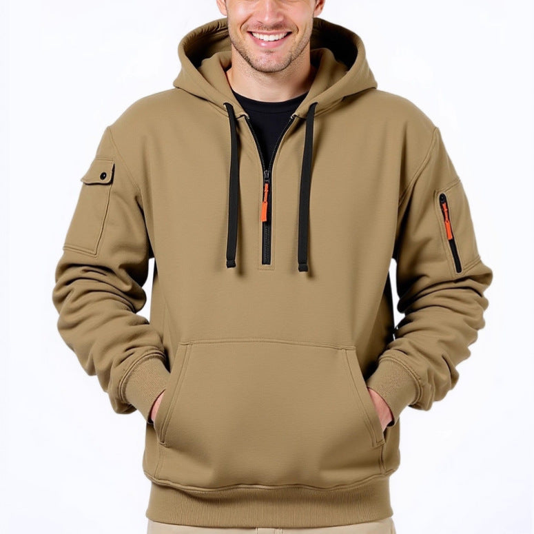 Homme pull à capuche tendance avec poches polyvalentes et fermeture éclair moderne Chic und Stil