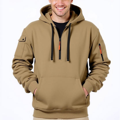 Homme pull à capuche tendance avec poches polyvalentes et fermeture éclair moderne Chic und Stil
