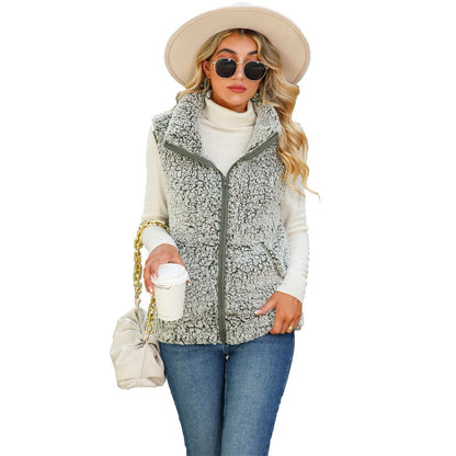 Dames Douillette Veste en Fleece avec grandes poches et col montant Chic und Stil