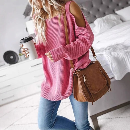 Pull-over tricot off-shoulder pour femmes avec matériau doux et coupe décontractée Chic und Stil