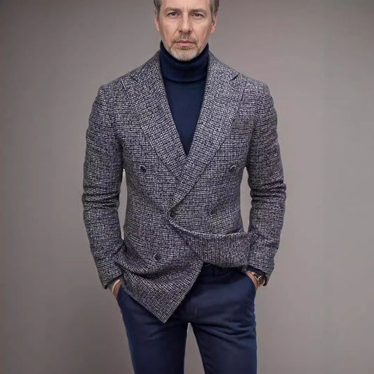 Blazer homme élégant à double boutonnage en tartan moderne Chic und Stil