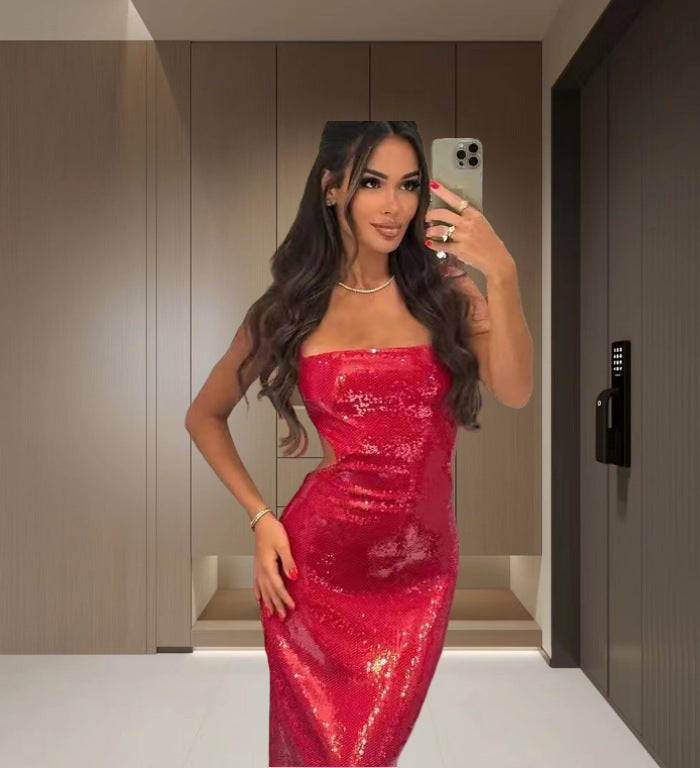Robes de soirée glamour pour femmes avec ornement en sequins scintillants Chic und Stil