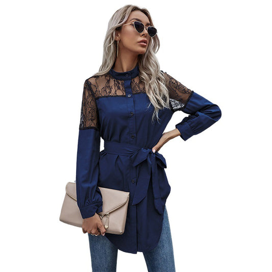 Robe chemise femme avec épaules en dentelle Chic und Stil