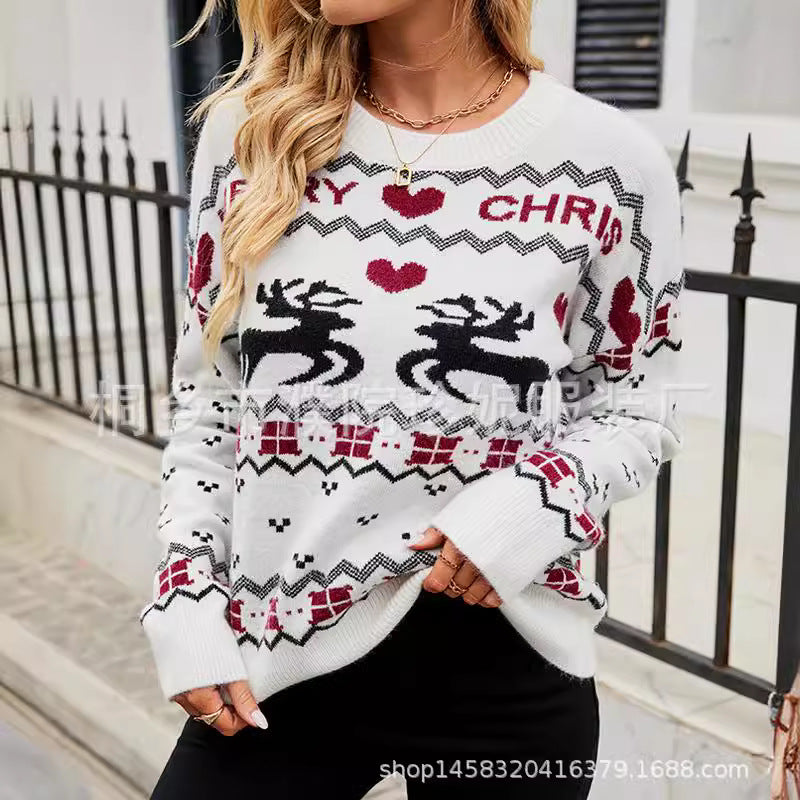 Pulls de Noël pour femmes avec un motif de renne festif et un design tricot moderne Chic und Stil
