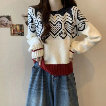 Pull en tricot confortable pour femmes avec motif graphique Chic und Stil