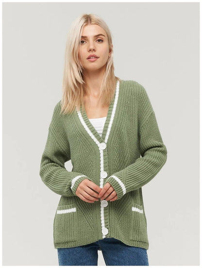 Dames gros tricot cardigan avec poches Chic und Stil