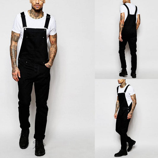 Men's Casual Denim Overalls with Adjustable Straps and Modern Fit Chic und Stil