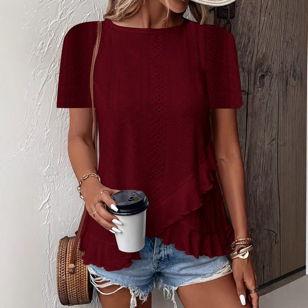 Blouse pour femmes avec des détails à volants et un insert floral Chic und Stil