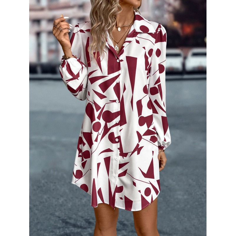 Robe chemise à imprimé abstrait pour femmes Chic und Stil