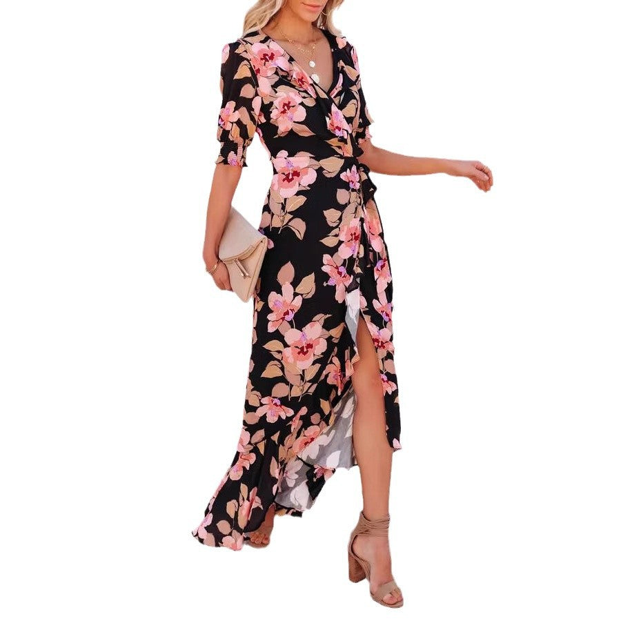Robes Maxi à Enveloppe Fleur pour Femmes Chic und Stil