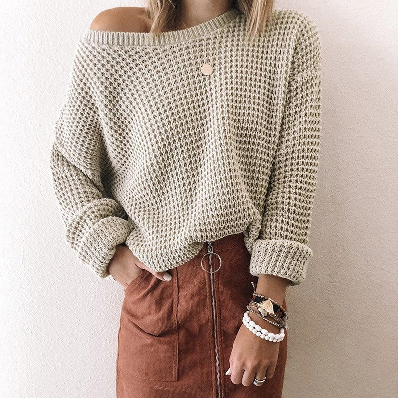 Femmes pull en tricot ample avec structure en spirale et large décolleté Chic und Stil