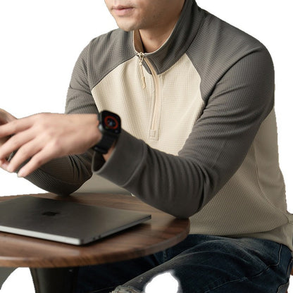 Functional long-sleeved shirt for men with a stand collar and innovative zip opening Chic and Style