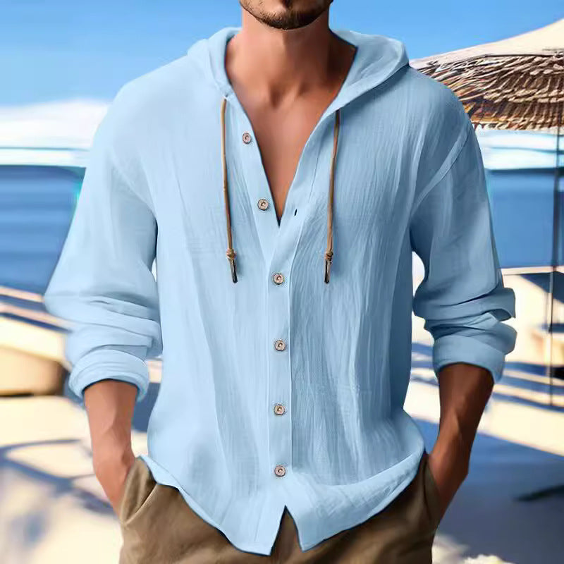 Chemise décontractée pour homme avec capuche et patte de boutonnage Chic und Stil