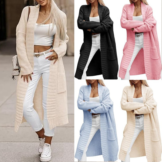 Veste longue pour femme en tricot avec poches profondes et coupe ouverte Chic und Stil