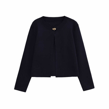 Damen zeitloses Strickoberteil mit elegantem Knopfdetail Chic und Stil