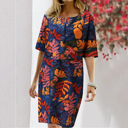 Robe Shift à Imprimé Tropical Femme Chic und Stil