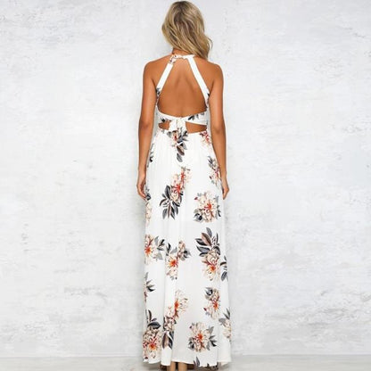 Robe maxi A-line florale pour dames Chic und Stil