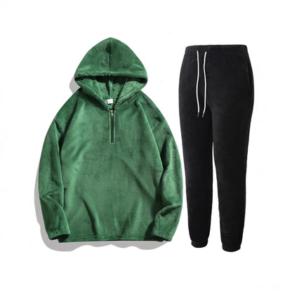 Soft fleece hooded sweatshirt and jogging pants set for women Chic und Stil