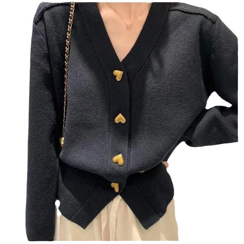 Dames Élégant Gilet en tricot avec détails de boutons décoratifs et décolleté en V Chic und Stil