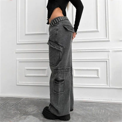 Vintage casual style women's cargo pants with remarkable applications Chic and Style