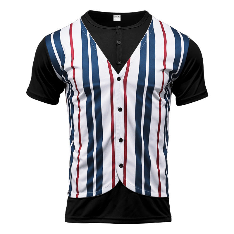 Chemise short pour homme avec un col en V innovant et une patte de boutonnage Chic und Stil