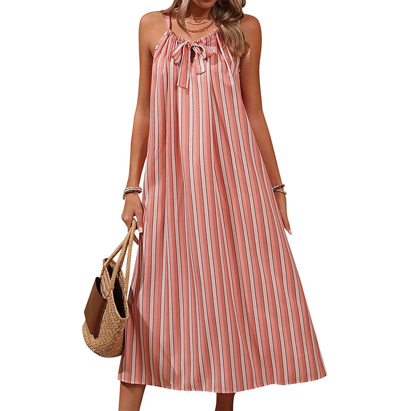 Robe d'été maxi rayée pour femme avec cordon ajustable Chic und Stil
