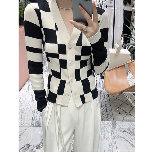 Cardigan côtelé à motif géométrique pour femme Chic und Stil