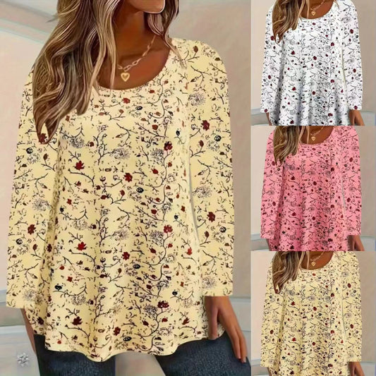 T-shirt à manches longues pour femmes avec motif floral et coupe en A Chic und Stil