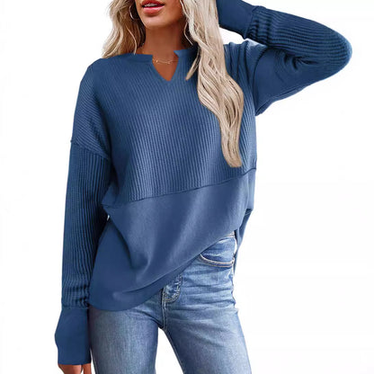 Pull-over en maille décontracté pour femmes avec décolleté en V et texture Chic und Stil