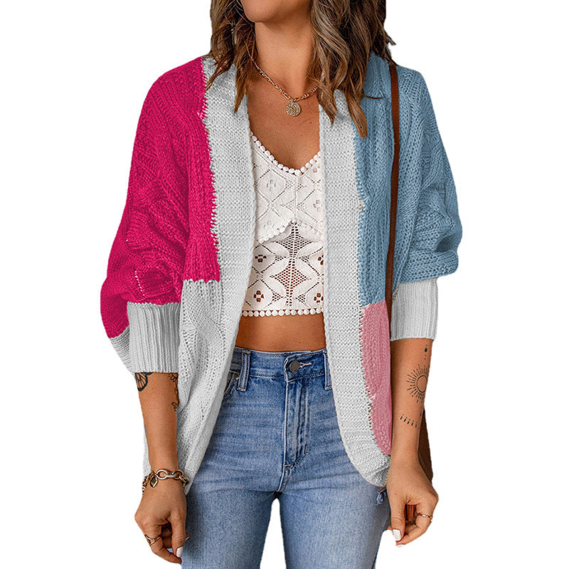 Dames gros tricot cardigan avec motif coloré et coupe décontractée Chic und Stil