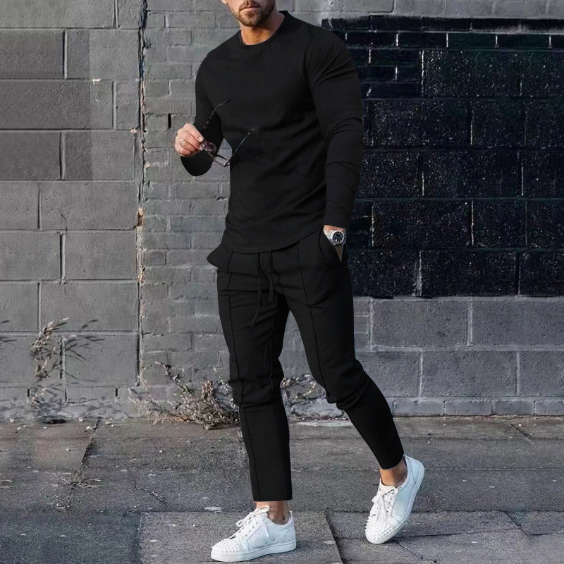 Men's Long Sleeve Sporty T-Shirt and Chino Jogging Pants Chic and Style