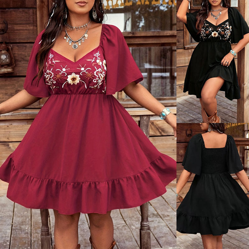 Dames robe fluide A-ligne brodée Chic und Stil