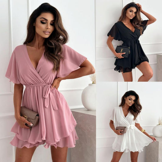Robe mini drapée à enrouler Chic und Stil pour femmes