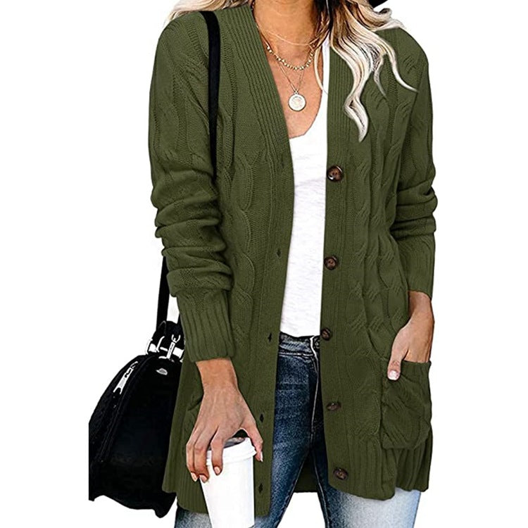 Cardigan en tricot grossier pour femmes avec des détails de boutons et des poches pratiques Chic und Stil
