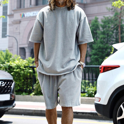 Ensemble décontracté surdimensionné pour hommes avec manches courtes et shorts tapered Chic und Stil