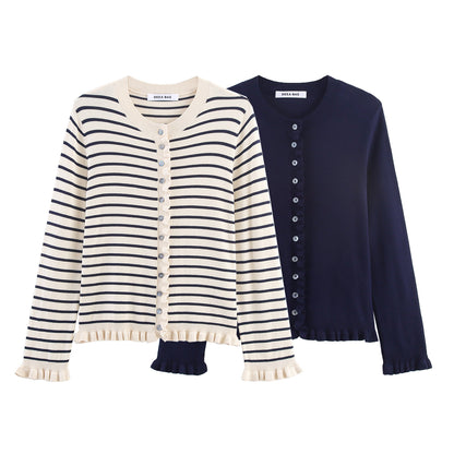 Dames cardigan élégant avec détails en volants Chic und Stil