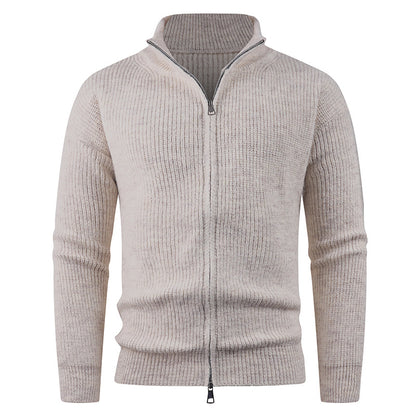 Knitted pullover for men with modern zipper and textured fabric Chic and Style