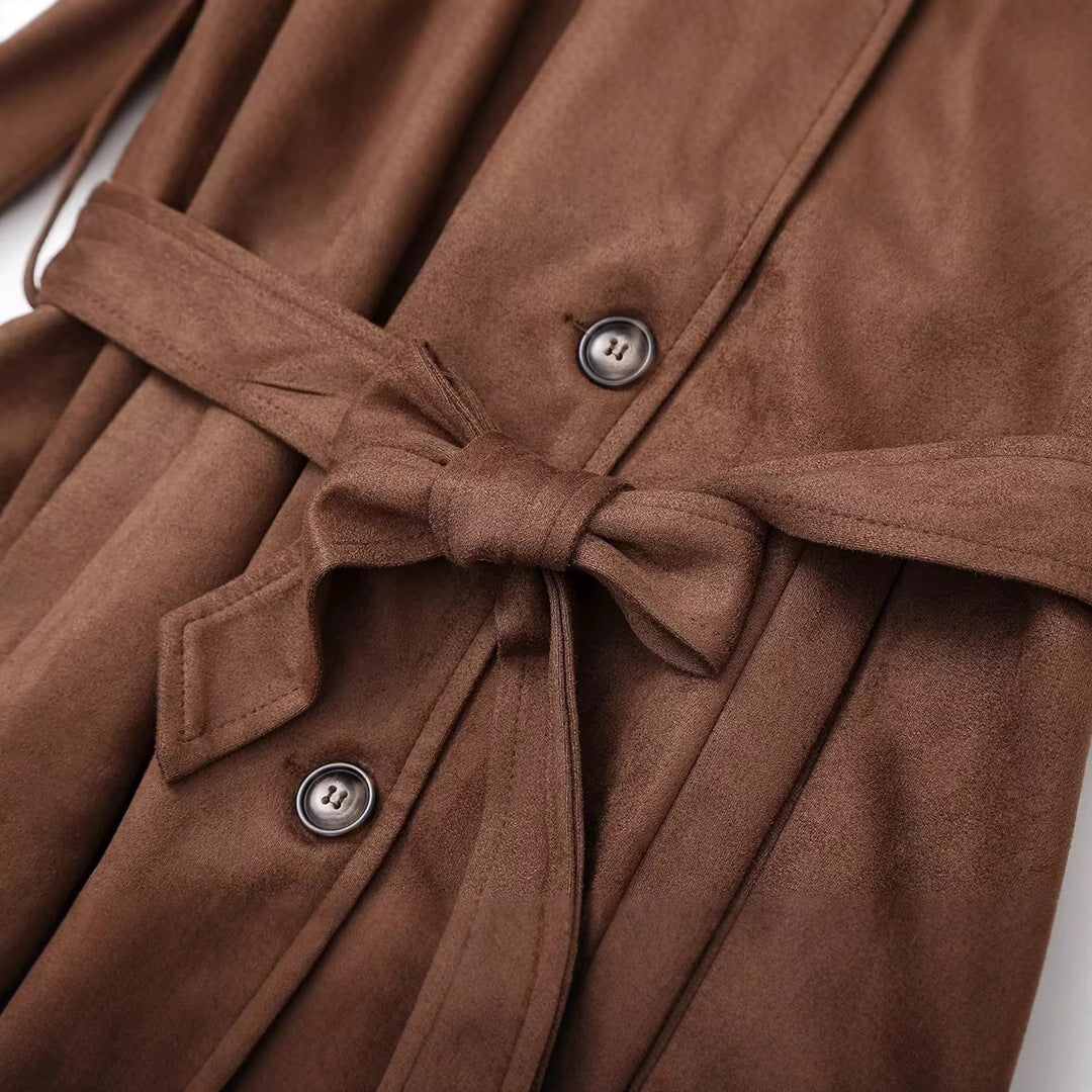 Dames élégant trench-coat en suède de haute qualité Chic und Stil