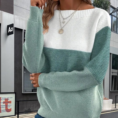 Dames pull en gros tricot tendance avec des détails modernes de blocs de couleur Chic und Stil
