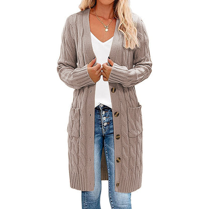 Cardigan en grosse maille pour femmes avec motif de tresses décoratif et poches pratiques Chic und Stil