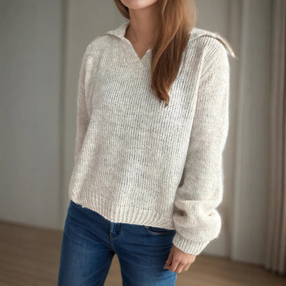 Pull décontracté pour femmes avec des manches volumineuses et un tricot structuré moderne Chic und Stil